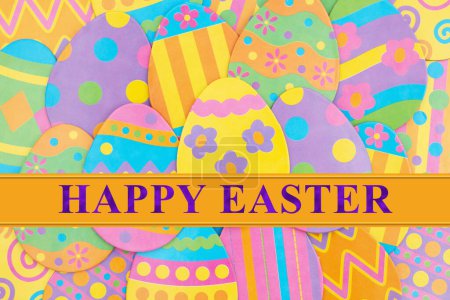 Téléchargez les photos : Bonne carte de vœux de Pâques avec oeuf de Pâques lumineux - en image libre de droit