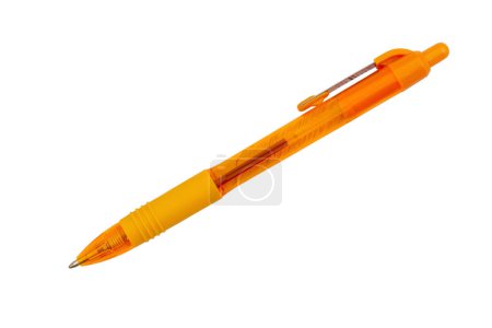 Foto de Negocio naranja y bolígrafo de oro aislado sobre blanco - Imagen libre de derechos