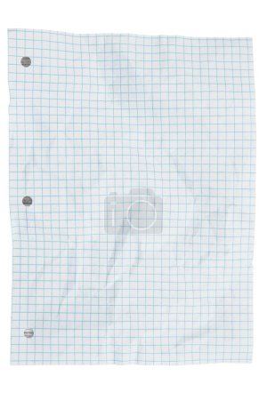 Photo for Ruled lined crumpled graph paper for school isolated on white - Royalty Free Image