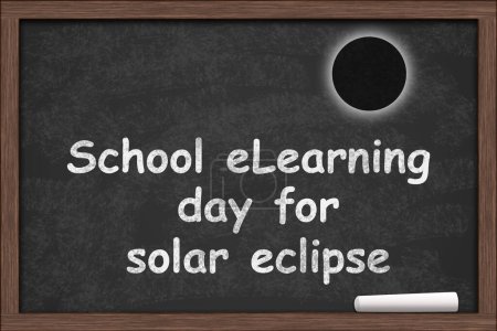 Photo for School eLearning Day for solar eclipse on chalkboard with chalk - Royalty Free Image