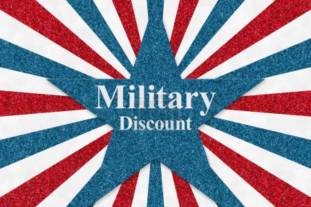 Photo for Military Discount with red and blue stripes and blue stars - Royalty Free Image