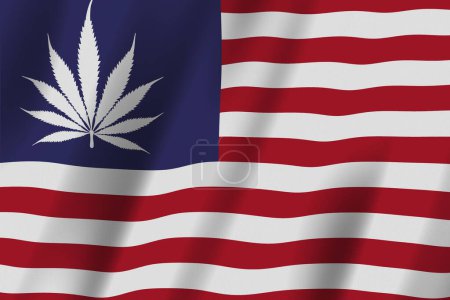 Foto de Marihuana Bandera de EE.UU. con estrellas y rayas de fondo para su fondo de hierba o cannabis - Imagen libre de derechos