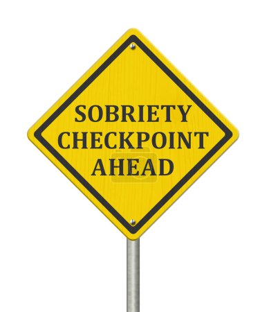  Señal de advertencia amarilla Sobriedad Checkpoint Ahead carretera aislado en blanco