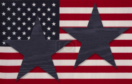  Bandera de Estados Unidos con estrellas y rayas y estrella azul con espacio para su mensaje estadounidense o patriótico