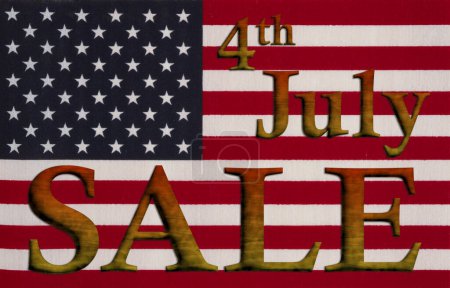  Verkaufsbotschaft mit US-Flagge mit Sternen und Streifen für Ihren 4. Juli USA-Verkauf