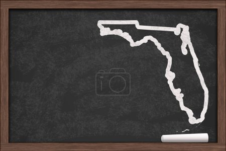 Foto de Mapa del estado de Florida en una pizarra con un trozo de tiza - Imagen libre de derechos