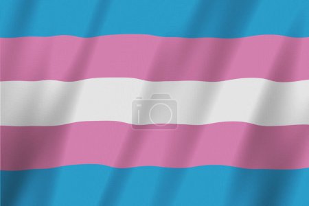 Foto de Bandera transgénero ondeando con rayas azules y rosas de fondo - Imagen libre de derechos