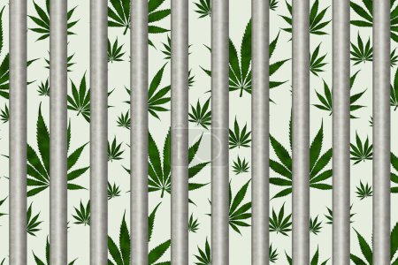 Foto de Las leyes de malas hierbas la marihuana verde con barras de plata - Imagen libre de derechos