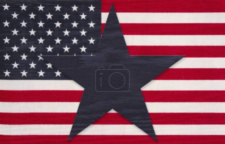  Drapeau américain avec étoiles et rayures et étoile bleue avec espace pour votre message US ou patriotique