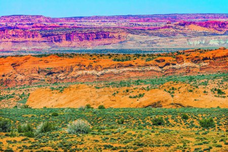 Colorful Painted Desert Orange Sandstone Red Moab Fault Arches National Park Moab Utah USA Southwest. 