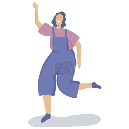 Flat happy people dancing and enjoying life. Vector illustration