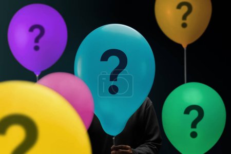 Photo for KYC, Know Your Customer Concept. a Question Mark on Differences Balloons. Understanding and Knowing Customer to giving a Best Experience, Relationships and Loyalty - Royalty Free Image