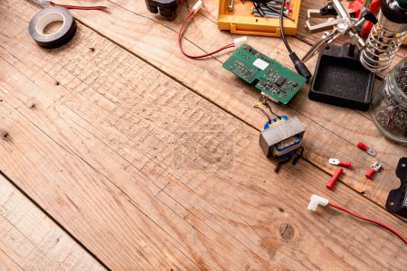 Photo for Electric home DIY workbench. Ready for fixing some electric devices - Royalty Free Image