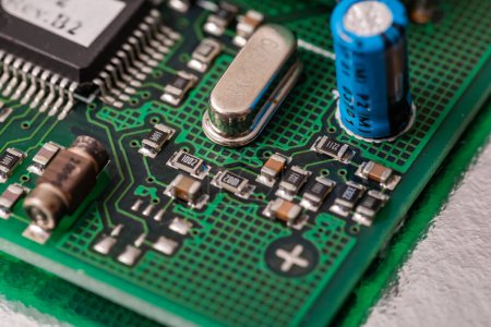Foto de Primer plano de la placa de circuito electrónico o placa de circuito impreso PCB - Imagen libre de derechos