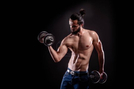 Photo for Muscular man with perfect body studio shot. - Royalty Free Image