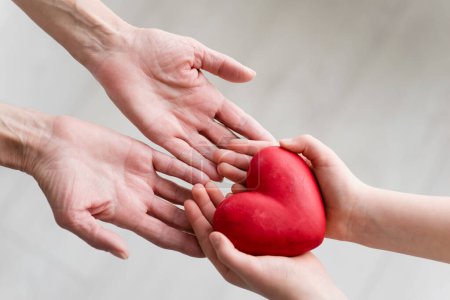 Photo for Heart in hands of child and adult - Royalty Free Image