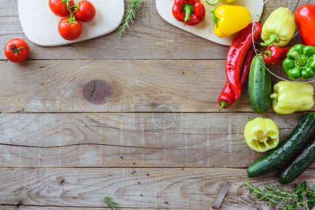 Photo for Fresh vegetables on wooden background - Royalty Free Image