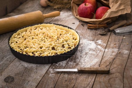 Photo for Apple Crumble Pie Before Baking - Royalty Free Image