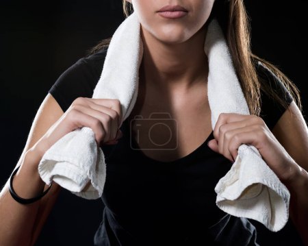 Photo for Fitness Girl With Towel Detail - Royalty Free Image
