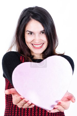 Photo for Girl Showing Heart - Happy Valentine - Royalty Free Image
