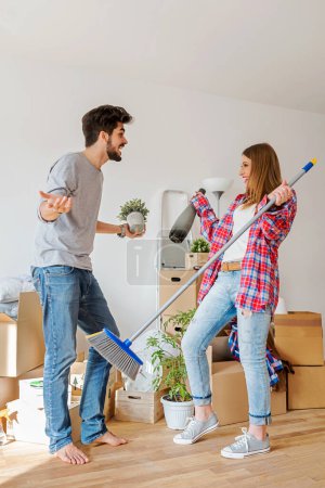 Photo for Young couple moving into new home - Royalty Free Image
