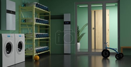 Photo for A modern mining farm in a private house, 3D illustration - Royalty Free Image