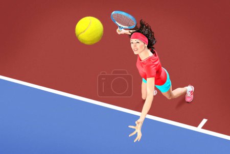 Téléchargez les photos : Une joueuse de tennis en action sur le terrain - en image libre de droit