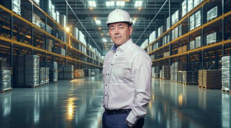 Photo for A male warehouse manager in a manufacturing plant - Royalty Free Image
