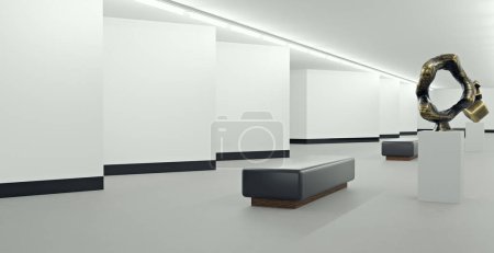 Photo for Mock-up of an art gallery with emty places for canvas and plastics, 3D illustration - Royalty Free Image