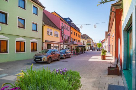 Photo for HOECHSTADT AN DER AISCH, GERMANY - CIRCA APRIL, 2024: The Hauptstrasse of Hoechstadt an der Aisch town in Bavaria, Germany - Royalty Free Image