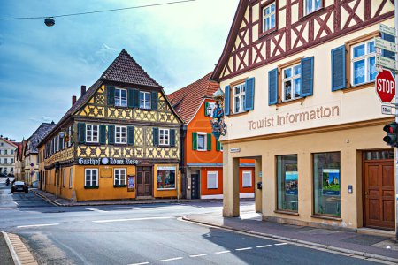 Photo for BAD STAFFELSTEIN, BAVARIA, GERMANY - CIRCA APRIL, 2024: The Marktplatz and Bamberger Street of Bad Staffelstein town in Germany. - Royalty Free Image