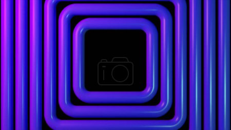 Foto de Smooth rotation of the background of squares shapes on a isolated black background. Blue color. High quality 3d illustration - Imagen libre de derechos