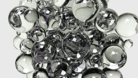 Captivating 3D animation of crystal-clear spheres, reflecting light intricately for a luxurious, modern effect.