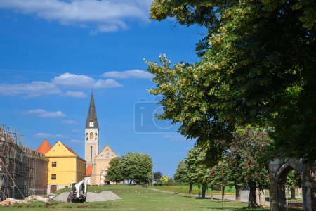 Photo for Ilok Church with its tower, the Sveti Ivan Kapistran church, in the franjevacki samostan convent. Ilok is the easternmost city of Croatia, in the slavonia region, and a major touristic landmark. - Royalty Free Image