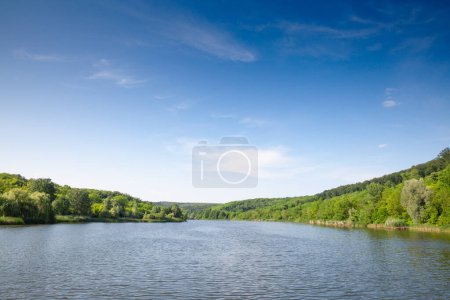 Photo for Panorama of Jezero bruje, or lake bruje, in Fruska Gora, in Serbia, Europe, in summer, in a sunny afternoon. it is a major natural landmark of Vojvodina near Erdevik. - Royalty Free Image