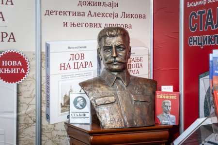 Photo for BELGRADE, SERBIA - OCTOBER 23, 2023: Bust of Joseph Stalin in a bookstore in belgrade, use to promote books about stalin. Joseph Stalin was a communist soviet leader and a dictator. - Royalty Free Image