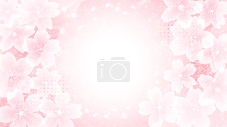 Watercolor style image of dancing cherry blossom petals, illustration material of cute pink cherry blossoms in full bloom