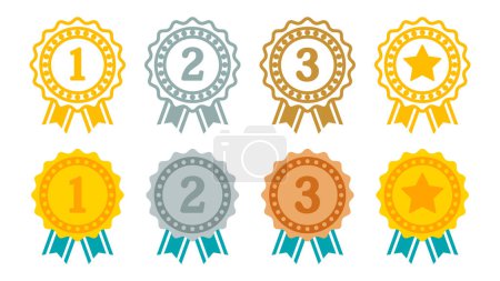 Gold quality top, ranking first place best vector icon illustration material white background