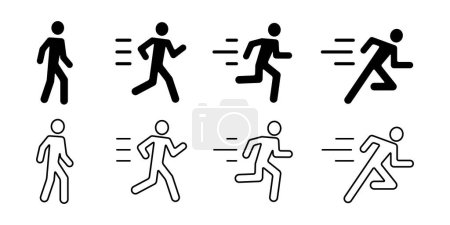 Accélère, marcheur, un homme qui court à grande vitesse. Illustration vectorielle matériau icône