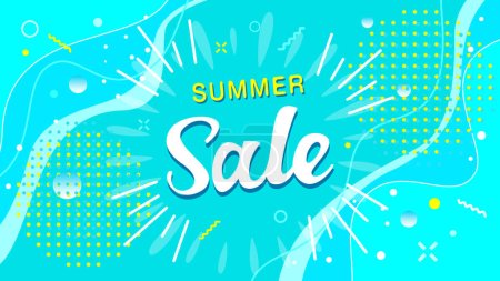 Pop summer sale design, image illustration of summer bursting with carbonation. Light blue vector background material