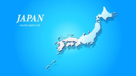 Ilustración de Mapa tridimensional de Japón, archipiélago japonés 3D con sombreado sobre fondo azul, material de ilustración vectorial - Imagen libre de derechos