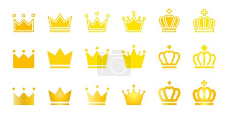 Ranking crown, gold rank icon set yellow variation illustration, vector material