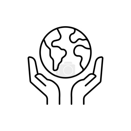 Earth and environment protection concept editable stroke outline icon isolated on white background flat vector illustration