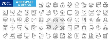 Photo for Office workspace icon collection - thin line web icon set. Outline style set. Simple vector illustration - Royalty Free Image