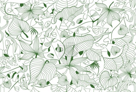 Photo for Tropical foliage background vector. Elegant hand drawn tropical monstera and palm leaves line art background. Design illustration for decoration, wall decor, wallpaper, cover, banner, poster, card - Royalty Free Image