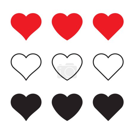 Illustration for Love heart red, black and white icon - Royalty Free Image