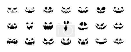 Ilustración de Conjunto de calabazas de Halloween de miedo cortado. Spooky calabazas espeluznantes corte - Imagen libre de derechos
