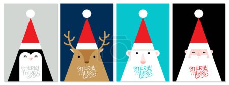 Illustration for Christmas card with cute christmas characters - Royalty Free Image