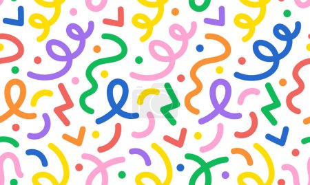 Photo for Fun colorful line doodle seamless pattern. Creative minimalist style art background texture for children or trendy design with colorful lines and dots. - Royalty Free Image