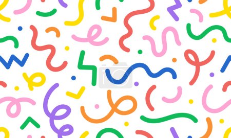 Photo for Fun colorful line doodle seamless pattern. Creative minimalist style art background texture for children or trendy design with colorful lines and dots. - Royalty Free Image